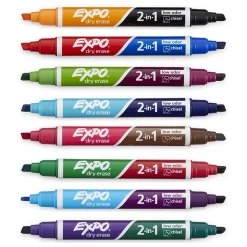 Expo 2-in-1 Tank Dry Erase Markers, Chisel Tip, Assorted, 8/Pack (1944658)