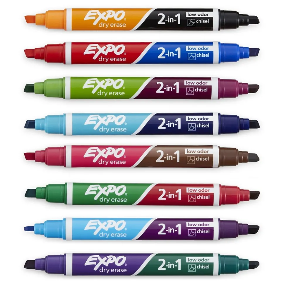 Expo 2-in-1 Tank Dry Erase Markers, Chisel Tip, Assorted, 8/Pack (1944658)