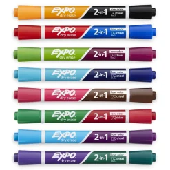 Expo 2-in-1 Tank Dry Erase Markers, Chisel Tip, Assorted, 8/Pack (1944658)