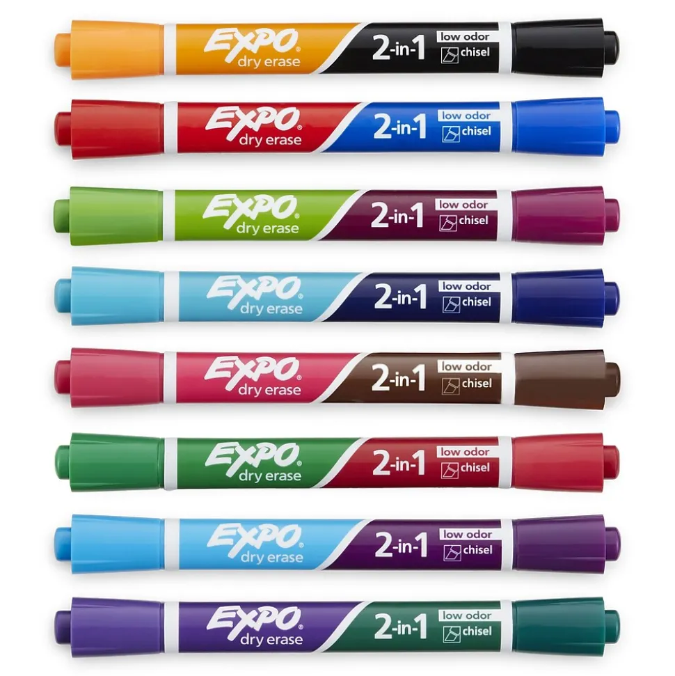 Expo 2-in-1 Tank Dry Erase Markers, Chisel Tip, Assorted, 8/Pack (1944658)