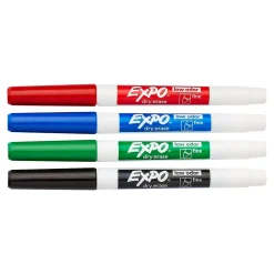Expo Low Odor Dry Erase Markers, Fine Tip, Assorted, 4/Pack (86674)