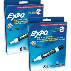 EXPO Low-Odor Dry Erase Markers, Chisel Tip, Assorted Colors, 8 Per Pack, 2 Packs (SAN80078-2)