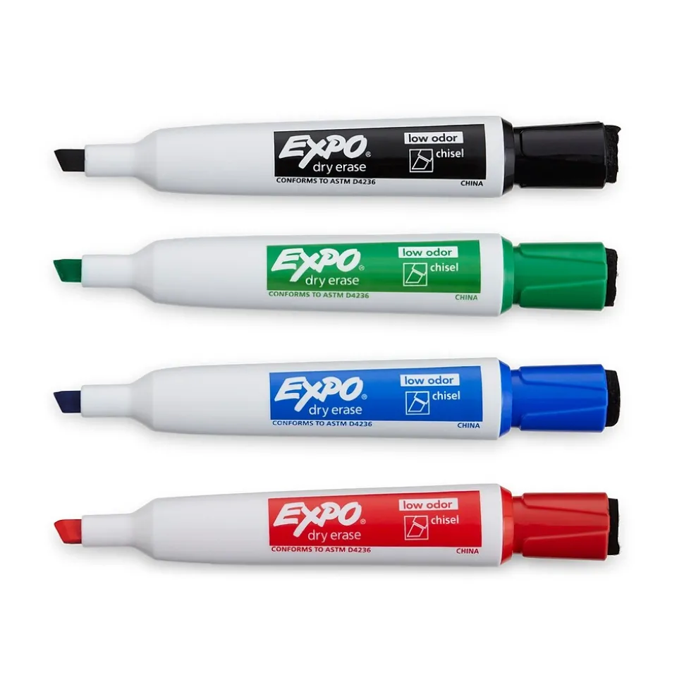 Expo Magnetic Dry Erase Markers, Chisel Tip, Assorted, 4/Pack (1944728)