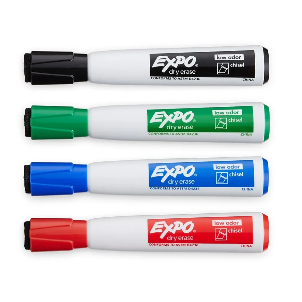 Expo Magnetic Dry Erase Markers, Chisel Tip, Assorted, 4/Pack (1944728)