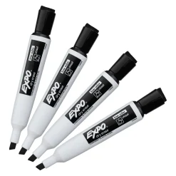 Expo Magnetic Dry Erase Markers, Chisel Tip, Black, 4/Pack (1944729)