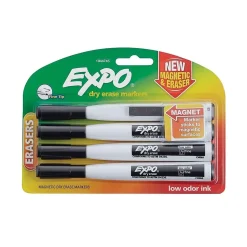 Expo Magnetic Dry Erase Markers, Fine Tip, Black, 4/Pack (1944745)