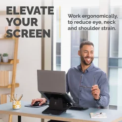 Fellowes Breyta Collection 9.25" x 10.55" Adjustable Plastic Laptop Stands, Black (100098500)