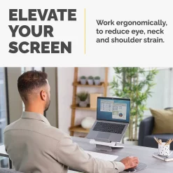 Fellowes Breyta Collection 9.25" x 10.55" Adjustable Plastic Laptop Stands, White (100098501)