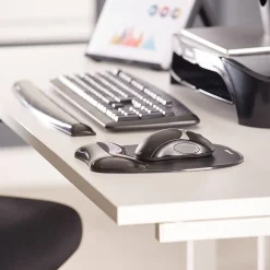 Fellowes Crystal Gel Wrist Rest, Non-Skid Backing, Black (9112201)