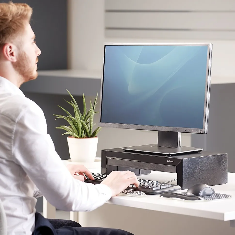 Fellowes Designer Suites Adjustable Monitor Riser, Up to 32", Black - 8038101