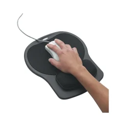 Fellowes Easy Glide Gel Mouse Pad/Wrist Rest Combo, Non-Skid Base, Black (93730)