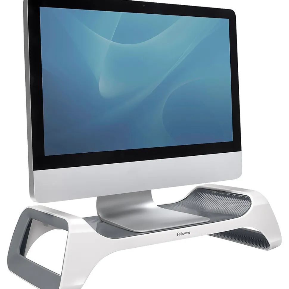 Fellowes I-Spire Series Monitor Stand, Up to 21", White/Gray (9311101)