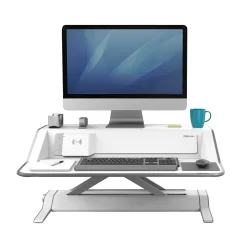 Fellowes Lotus DX Sit-Stand Workstation Adjustable Monitor Stand, White (8080201)