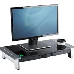 Fellowes Office Suites Premium Monitor Riser, Monitors up to 80 lbs.,Black/Silver (8031001)