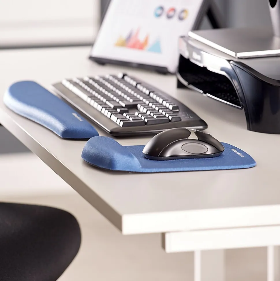 Fellowes PlushTouch Foam Wrist Rest, Blue (9287401)
