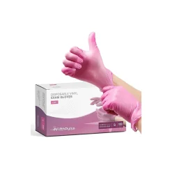 FifthPulse Powder Free Vinyl Exam Gloves, Latex Free, Small, Pink, 100/Box (FMN100041)