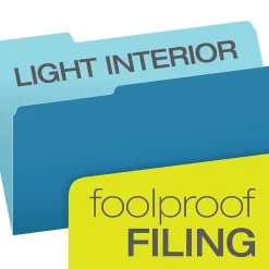 File Folders, Recycled, 2-Tone Blue, Legal Size, Top Tab, 1/3 Cut, 100/Box