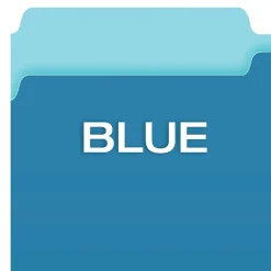 File Folders, Recycled, 2-Tone Blue, Legal Size, Top Tab, 1/3 Cut, 100/Box