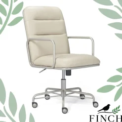 Finch Franklin Bonded Leather Computer and Desk Chair, Ivory White (CHR10060C)