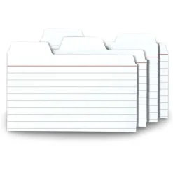 Find It 3" x 5" Tabbed Index Cards, White, 48/Pack (FT07215)