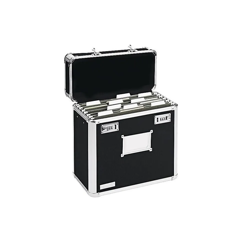 Find It Heavy Duty Metal File Box Hinged, Letter Size, Black with Chrome Finish (VZ01187)