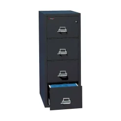 Fire King 1-Hour Fire Resistant Vertical File Cabinet, Legal, 4-Drawer, Black, 31 1/2"D, Truck to Loading Dock