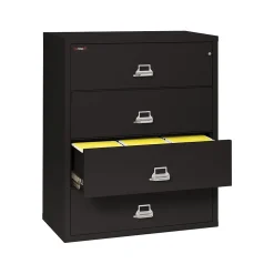 FireKing Classic 4-Drawer Lateral File Cabinet, 52.75" x 44.5", Letter/Legal, Fire Resistant, Black (4-4422-CBL)