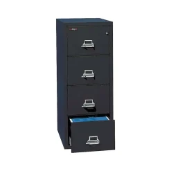 FireKing Classic 4-Drawer Vertical File Cabinet, Fire Resistant, Letter, Black, 25.06"D (4-1825-CBL)