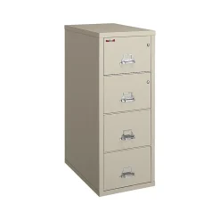 FireKing Classic 4-Drawer Vertical File Cabinet, Fire Resistant, Letter, Parchment, 31.56"D (4-1831-CPA)