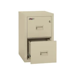 FireKing Dock to Dock 2-Drawer Mobile Vertical File Cabinet, Letter/Legal, Lockable, Fire Resistant, Parchment (2R1822-CPA)