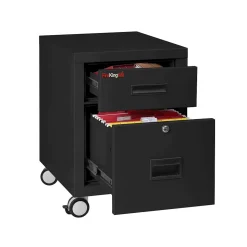 FireKing 2-Drawer Mobile Vertical File Cabinet, Letter/Legal Size, Lockable, Fire Resistant, Black (2M1822-1BL)