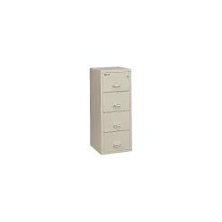 FireKing 4-Drawer Vertical File Cabinet, Legal Size, Lockable, Fire Resistant, 57"H x 21.25"W x 32"D, Parchment (421572PA)