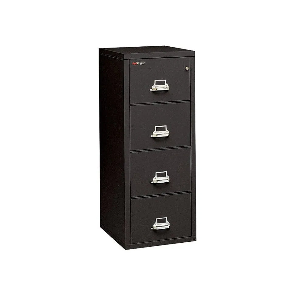 FireKing 2-Hour 4-Drawer Fire Resistant Vertical File Cabinet, Legal Size, Inside Delivery, Black