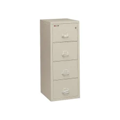 FireKing 1-Hour 25"Fire Resistant Vertical Cabinet, Legal, 4-Dwr, Parchment, 52 3/4"H x 20 13/16"W x 25 1/16"D, Inside Delivery