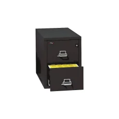 FireKing 1-Hour Fire Resistant Vertical Cabinet, Letter, 2-Drawer, Black, 27 3/4"H x 17 3/4"W x 31 9/16"D, Truck to Loading Dock