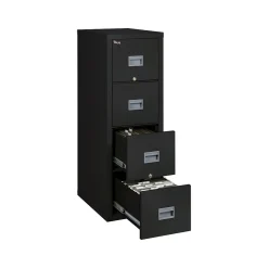FireKing Patriot 4-Drawer Vertical File Cabinet, Fire Resistant, Letter/Legal, Black, 25"D (4P1825-CBL)