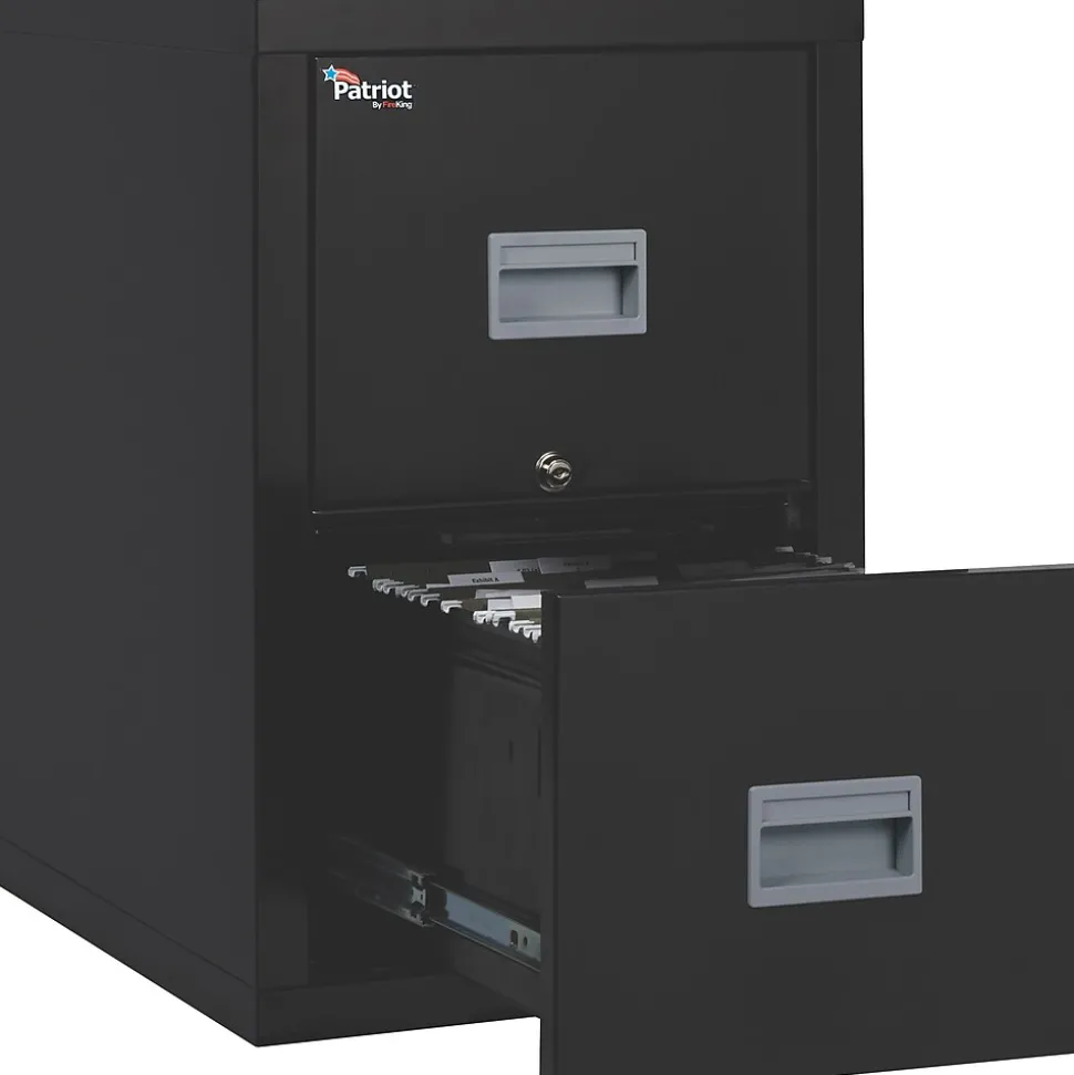 FireKing Patriot 2-Drawer Vertical File Cabinet, Letter/Legal Size, Lockable, 27.75"H x 17.68"W x 25"D, Black (2P1825CBLI)