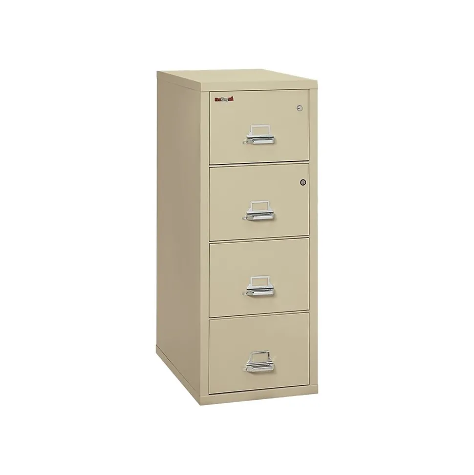 FireKing Safe-in-a-File 4 File Drawer Vertical File Cabinet, Fire Resistant, Beige, Legal, 31.56"D (4-2131-CPASF)
