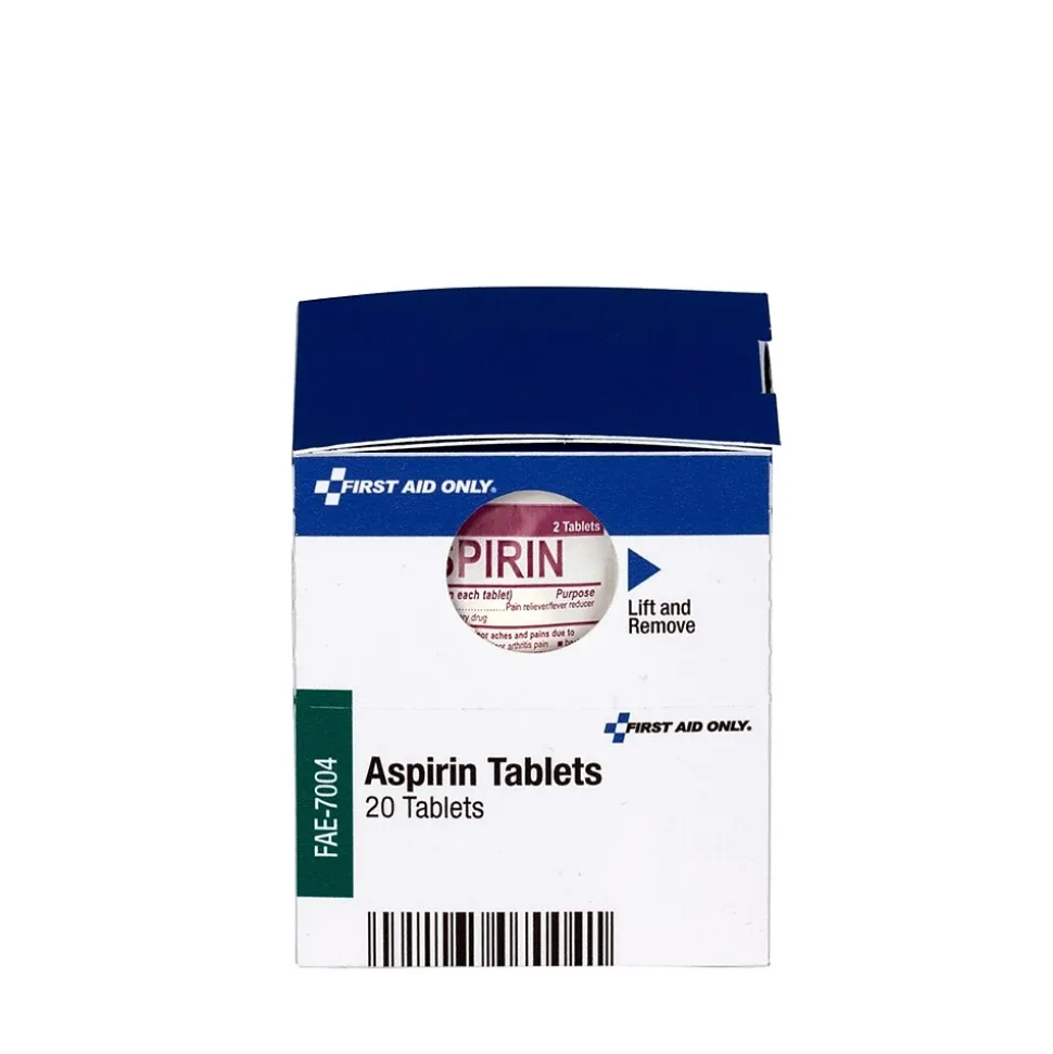 First Aid Only Aspirin Pain Reliever, 325 mg, 2 Tablets/Packet, 10 Packets/Box (FAE-7004)