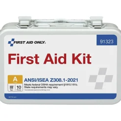 First Aid Only Metal First Aid Kit, ANSI 2021 Class A, 10 People, 76 Pieces (91323)