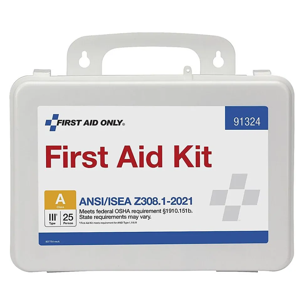First Aid Only Plastic First Aid Kit, ANSI 2021 Class A, 25 People, 94 Pieces (91324)