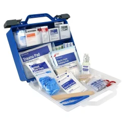 First Aid Only Plastic First Aid Kit with Magnetic Flashlight, 50 People, 322 Pieces, Clear/Blue (91414)
