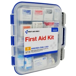 First Aid Only ReadyCare Plastic First Aid Kit with Medication, ANSI 2021 Class A, 50 People, 238 Pieces, Clear/Blue (90698)