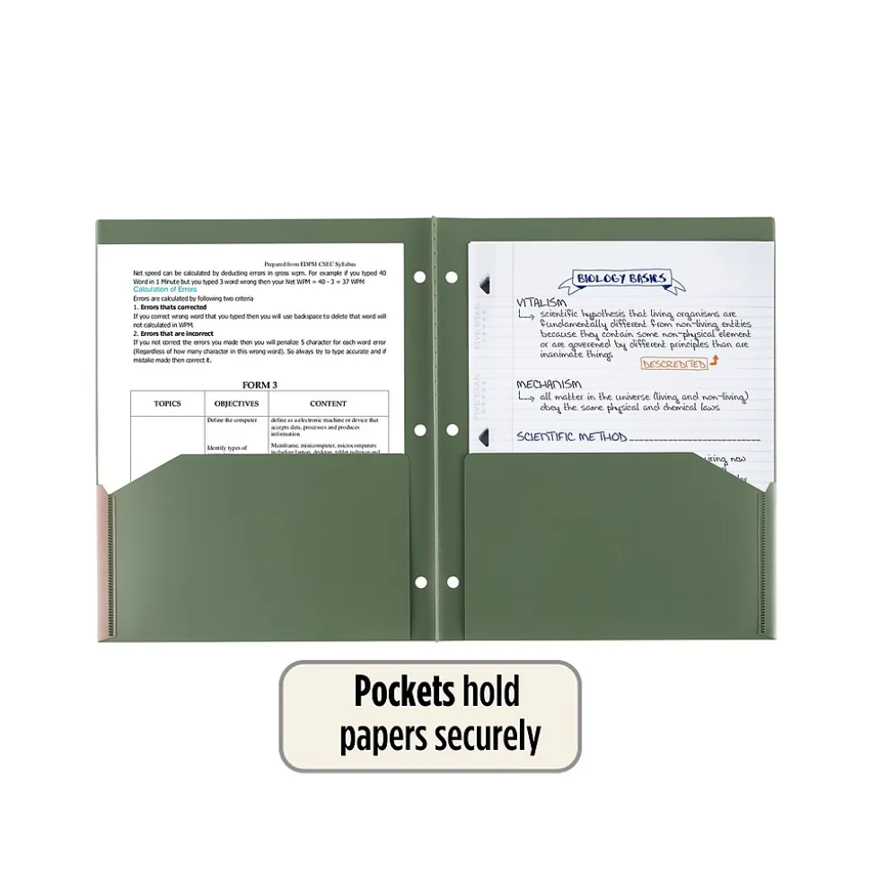 Five Star 100% Recycled 3-Hole Punched 2-Pocket Paper Folder, Assorted Colors (330027-22)