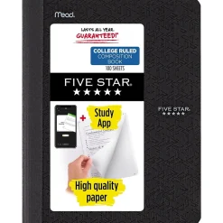 Five Star Composition Notebooks, 7.5" x 9.7", College Ruled, 100 Sheets, Each (9120)