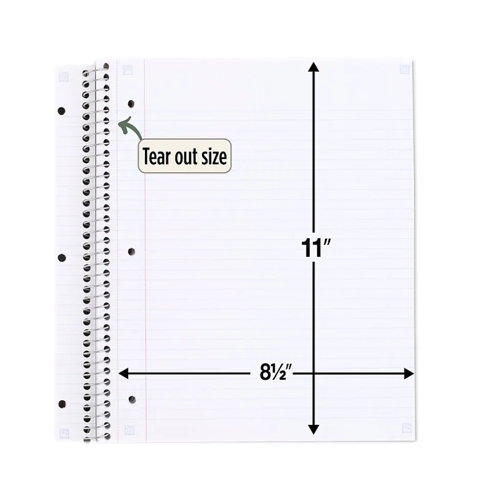 Five Star 1-Subject Notebooks, 8.5" x 11", College Ruled, 100 Sheets, Each (820053-22)