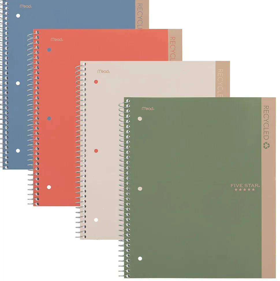 Five Star 1-Subject Notebooks, 8.5" x 11", College Ruled, 100 Sheets, Each (820053-22)