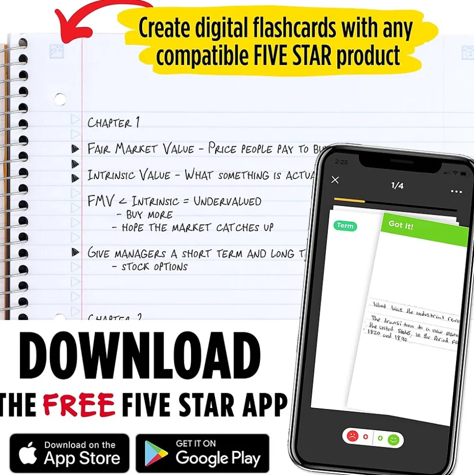 Five Star 3-Subject Notebooks, 8.5" x 11", College Ruled, 150 Sheets (06050/06210)