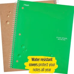 Five Star® Wirebound Notebook, 1-Subject Notebook, 8.5" x 11", College Ruled, 100 Sheets, Green (72055)