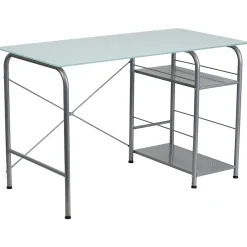 Flash Furniture 47" Glass Computer Desks Silk, White/Silver (NANWK086)